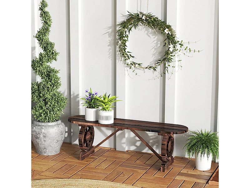 Banco de jardín Nani Outsunny madera de abeto 39x120x29 cm