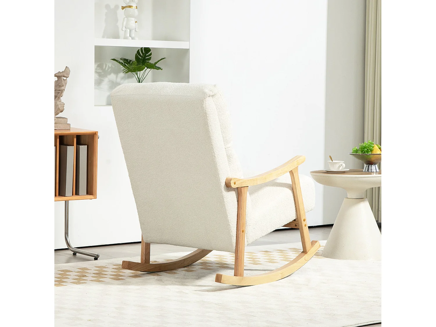 Poltrona Baloiço Moderna com Apoio para Braços e Encosto Alto em Madeira de Faia - Conforto e Estilo para Sua Casa