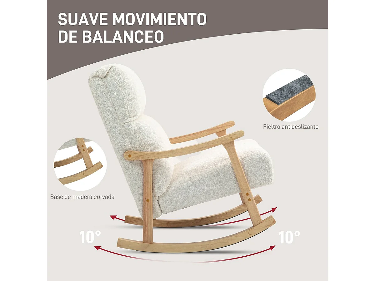 Poltrona Baloiço Moderna com Apoio para Braços e Encosto Alto em Madeira de Faia - Conforto e Estilo para Sua Casa