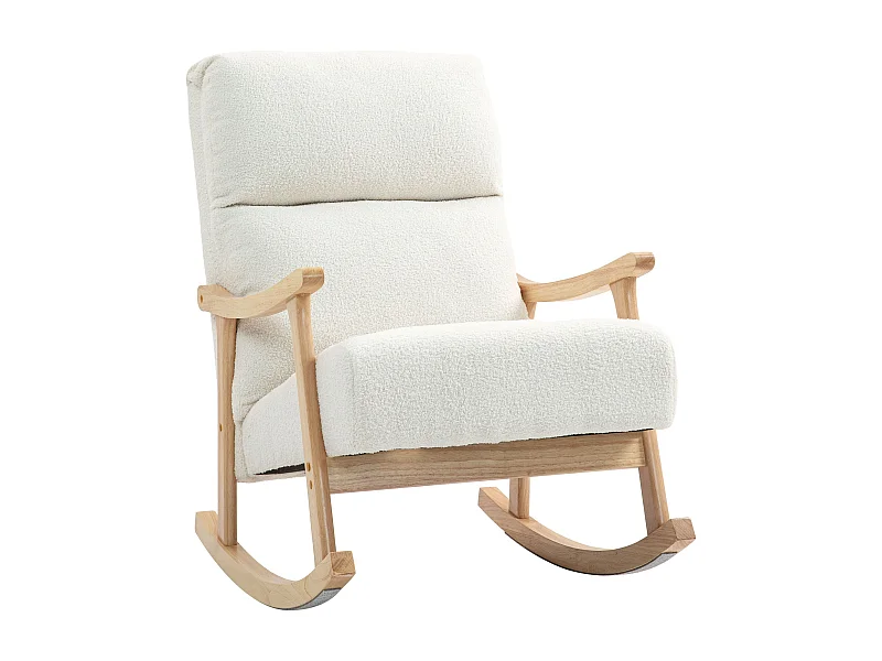 Mecedora Shava Homcom tapizado borrego con reposabrazos crema 98x65x90 cm