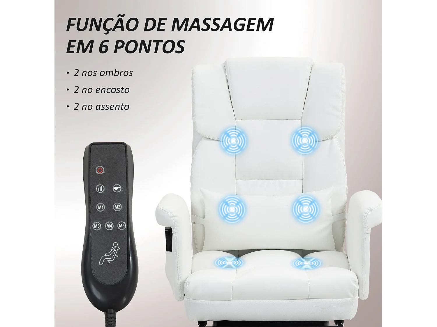 Cadeira de Massagem RelaxPro Branca - Ergonomia e Conforto para Escritório