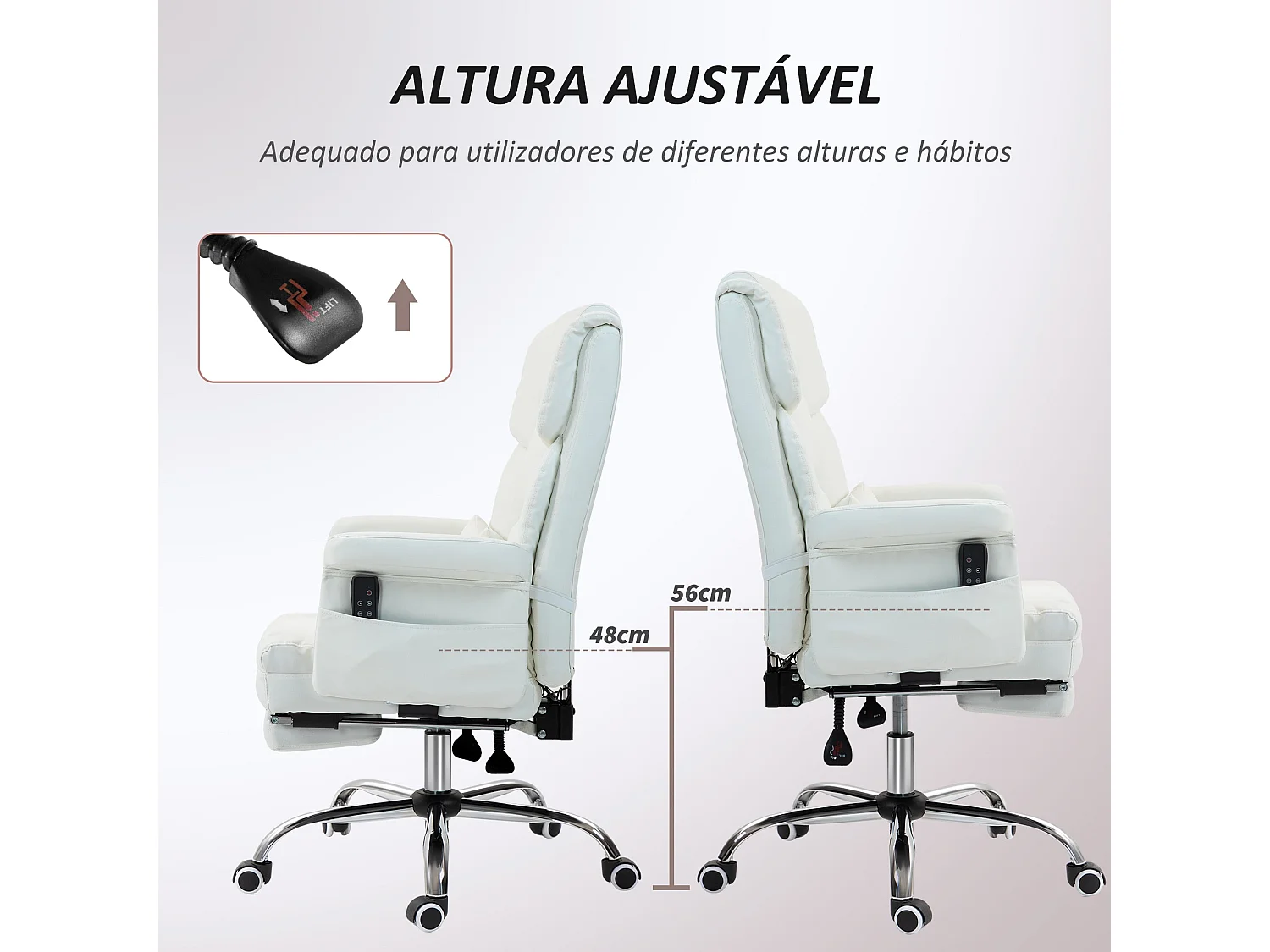 Cadeira de Massagem RelaxPro Branca - Ergonomia e Conforto para Escritório