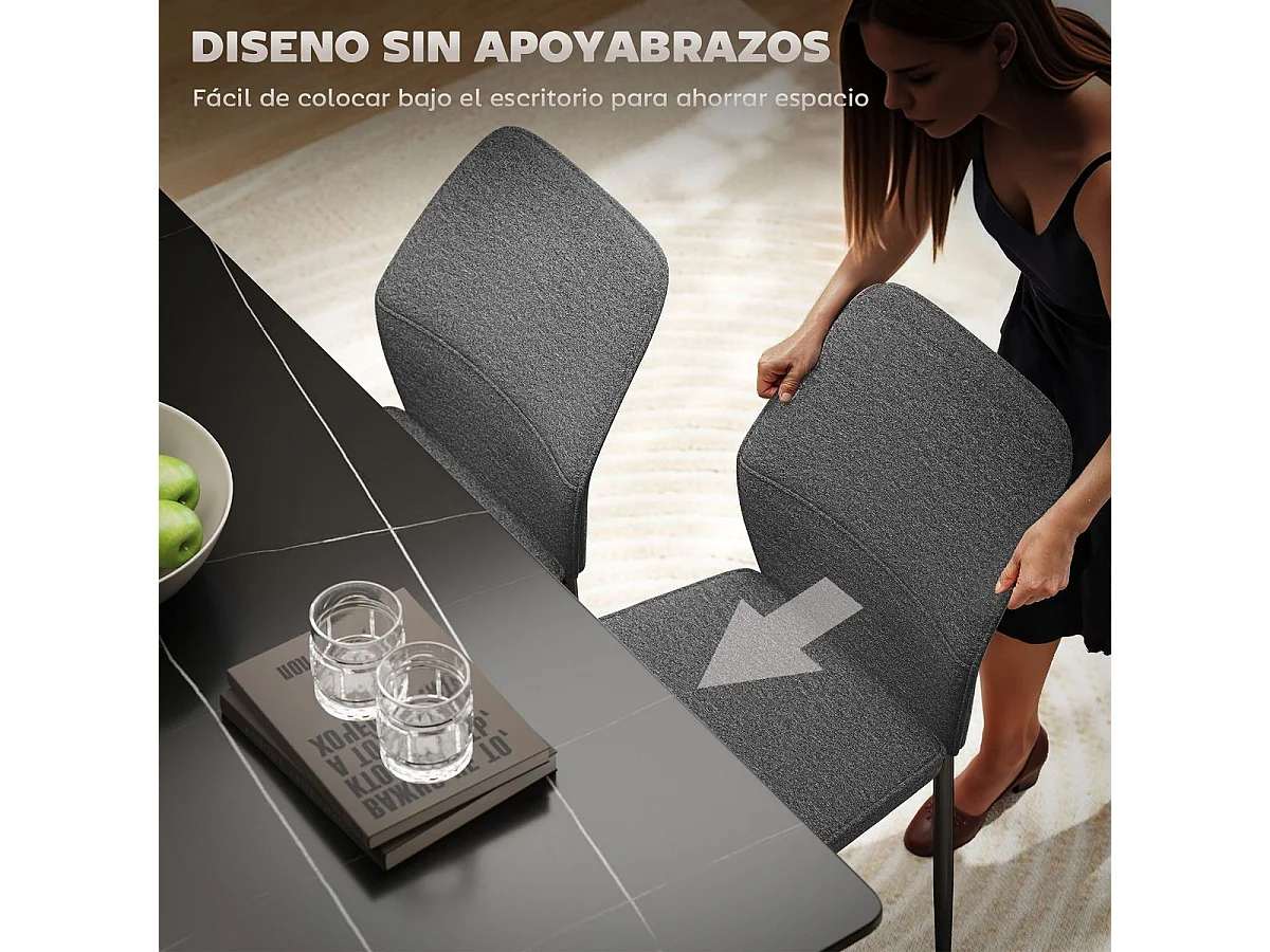 Pack de 2 sillas de comedor Andrea Homcom acolchado gris