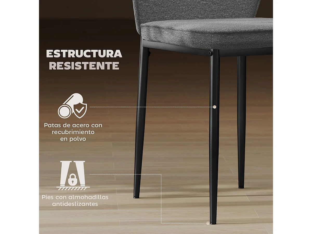 Pack de 2 sillas de comedor Andrea Homcom acolchado gris