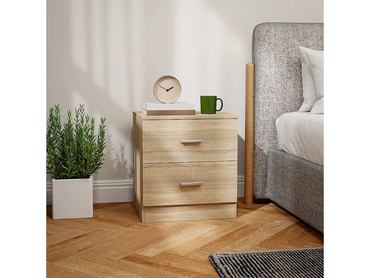 Mesita de noche Arena Homcom 2 cajones natural 49x45x39,5 cm