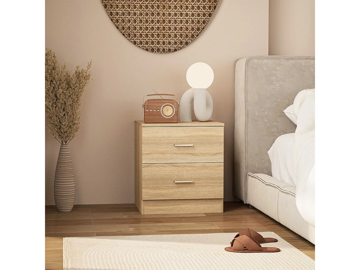 Mesita de noche Arena Homcom 2 cajones natural 49x45x39,5 cm