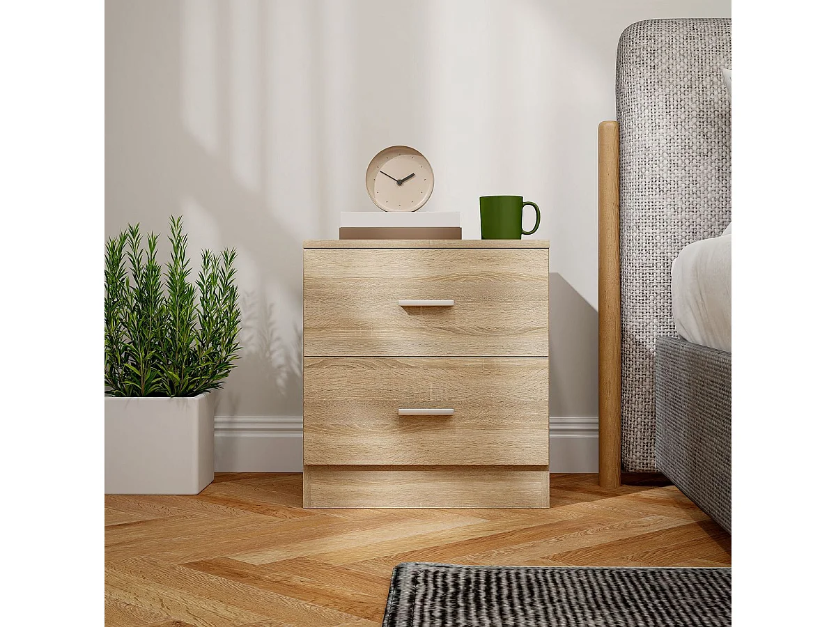 Mesita de noche Arena Homcom 2 cajones natural 49x45x39,5 cm