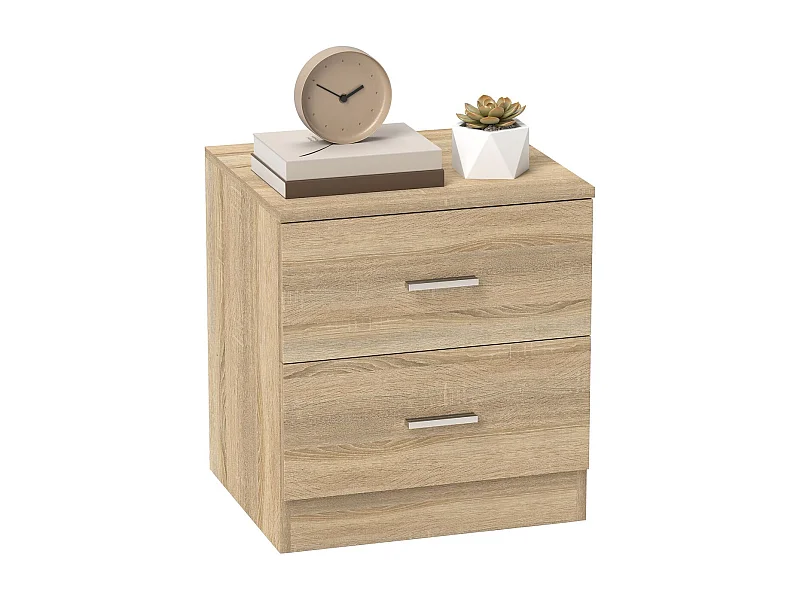 Mesita de noche Arena Homcom 2 cajones natural 49x45x39,5 cm