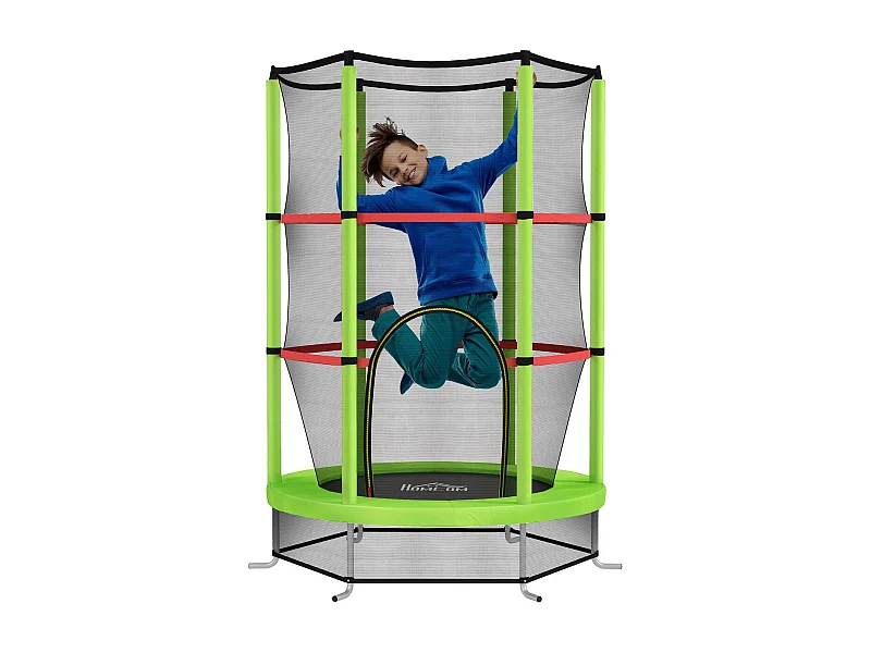 Cama elástica Bari Homcom entrada con cremallera verde Ø140x190 cm