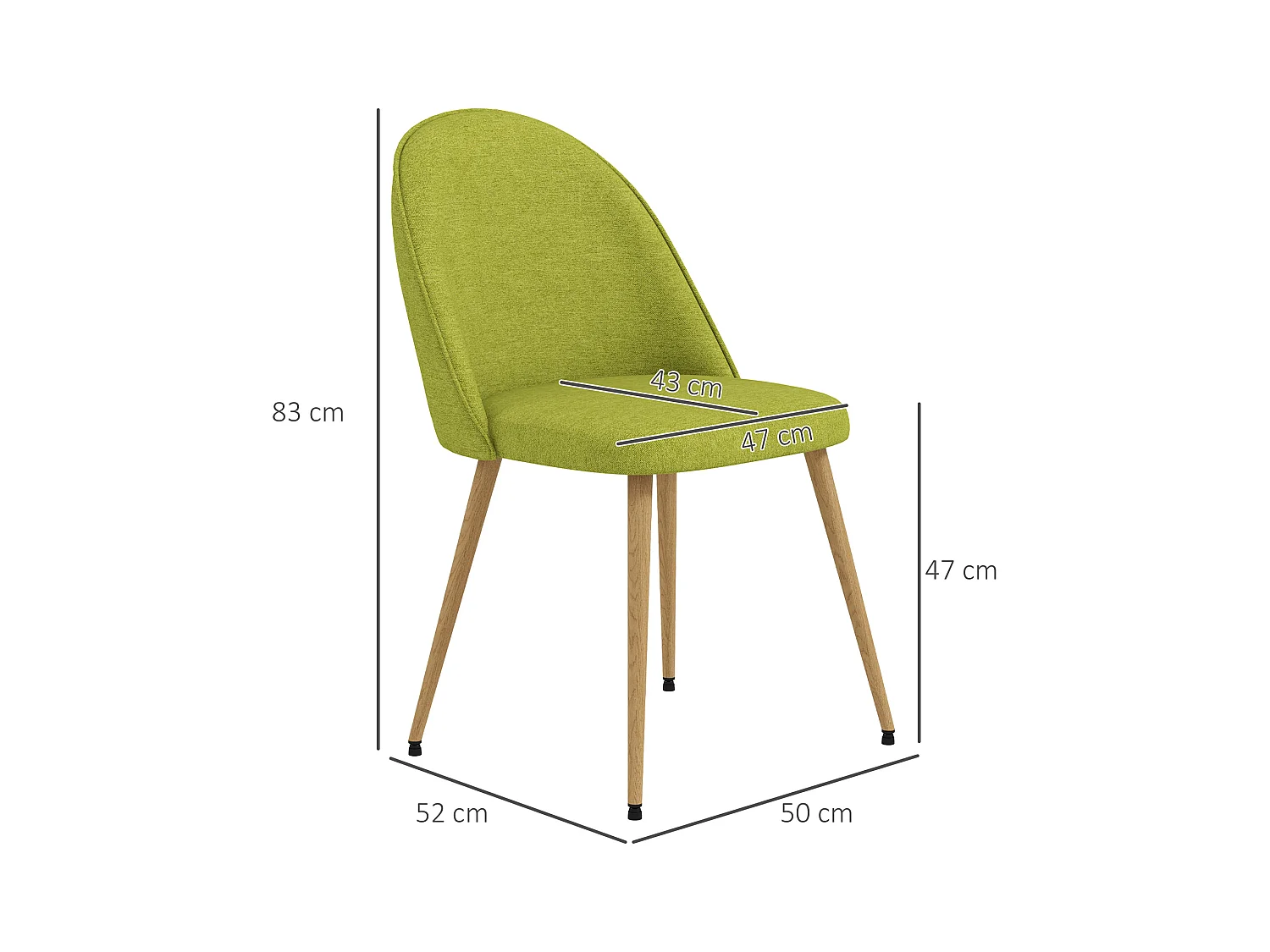 Sillas de comedor verde 50x52x83 cm HOMCOM