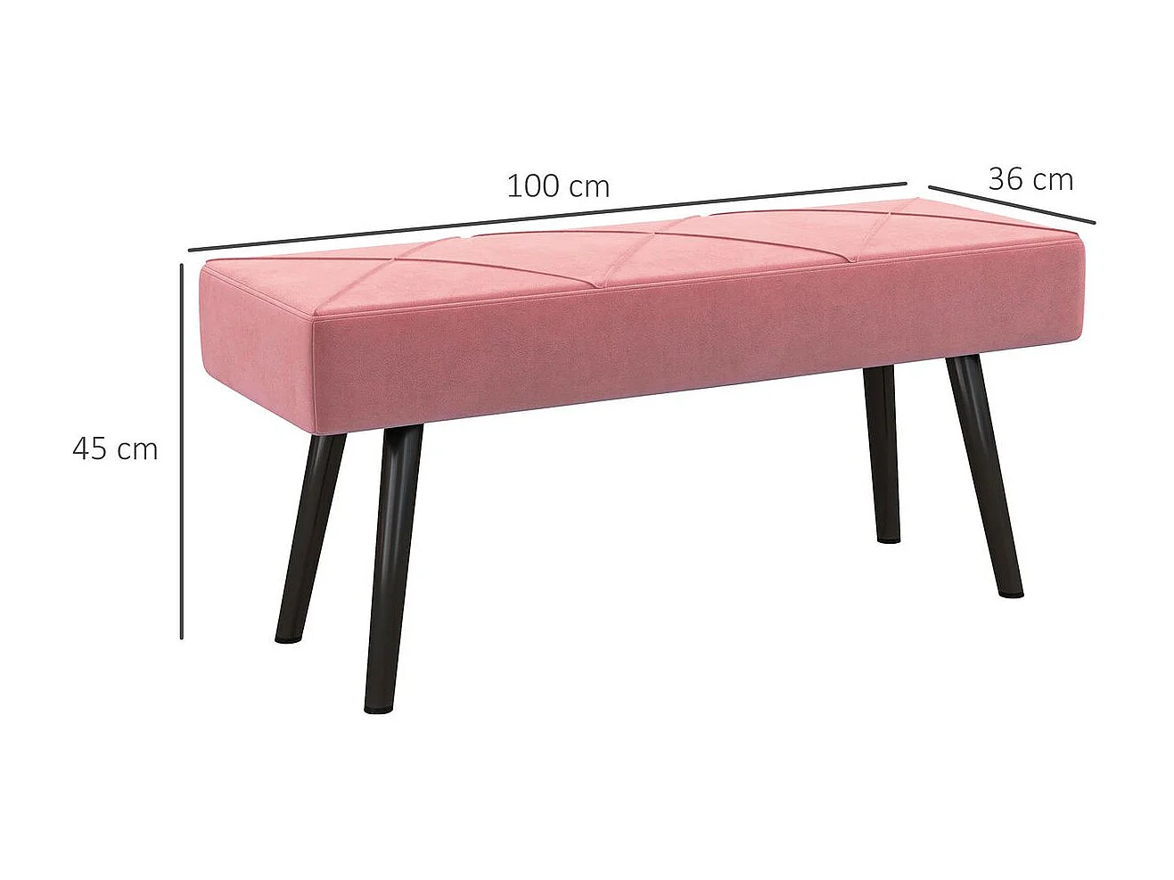 Banqueta Zure Homcom acolchada rosa 45x100x36 cm