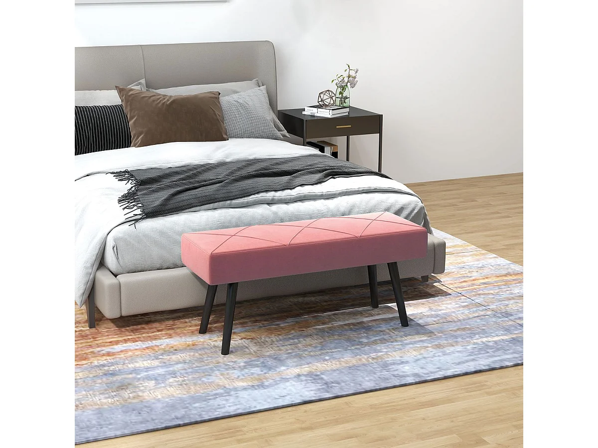 Banqueta Zure Homcom acolchada rosa 45x100x36 cm