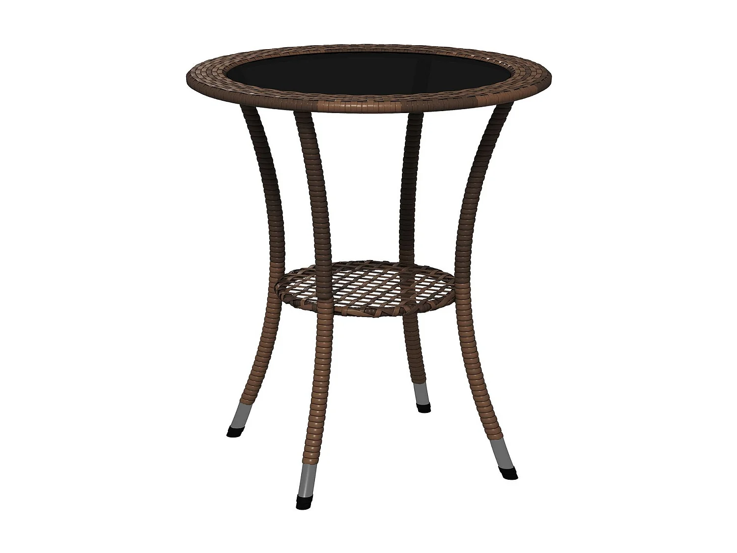 Mesa de Vime Redonda para Jardim com Estrutura de Aço e Tampo de Vidro - Ideal para Pátios e Varandas