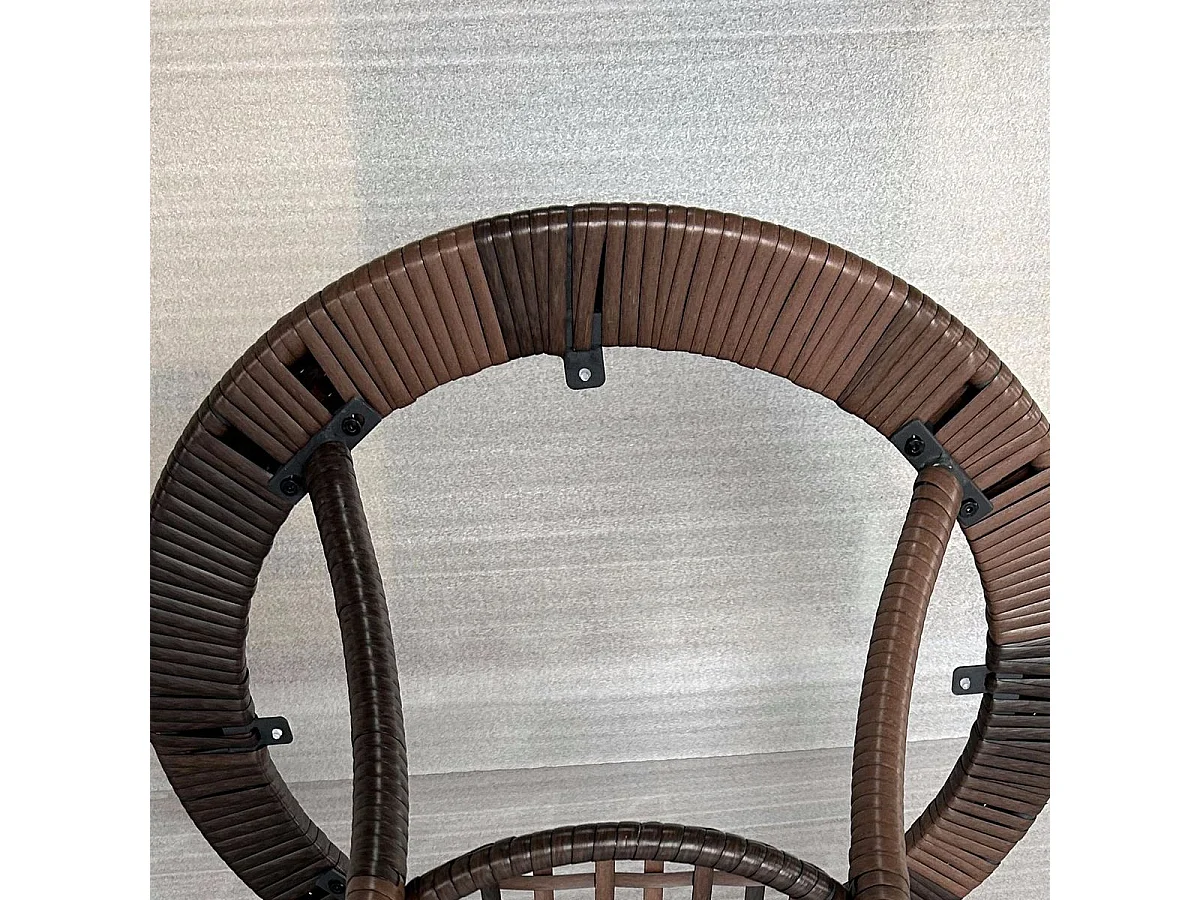 Mesa de Vime Redonda para Jardim com Estrutura de Aço e Tampo de Vidro - Ideal para Pátios e Varandas