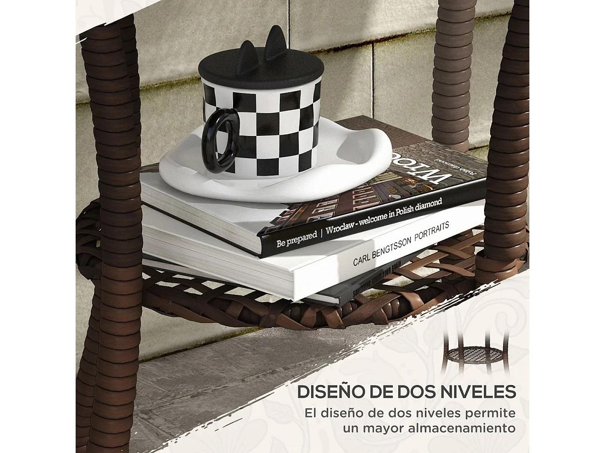 Mesa de Vime Redonda para Jardim com Estrutura de Aço e Tampo de Vidro - Ideal para Pátios e Varandas