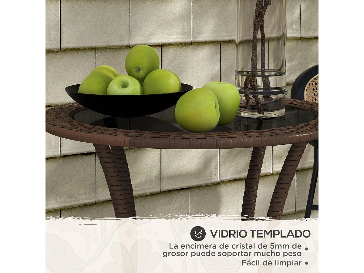 Mesa de exterior Palmer Outsunny con estante marrón Ø64x71 cm