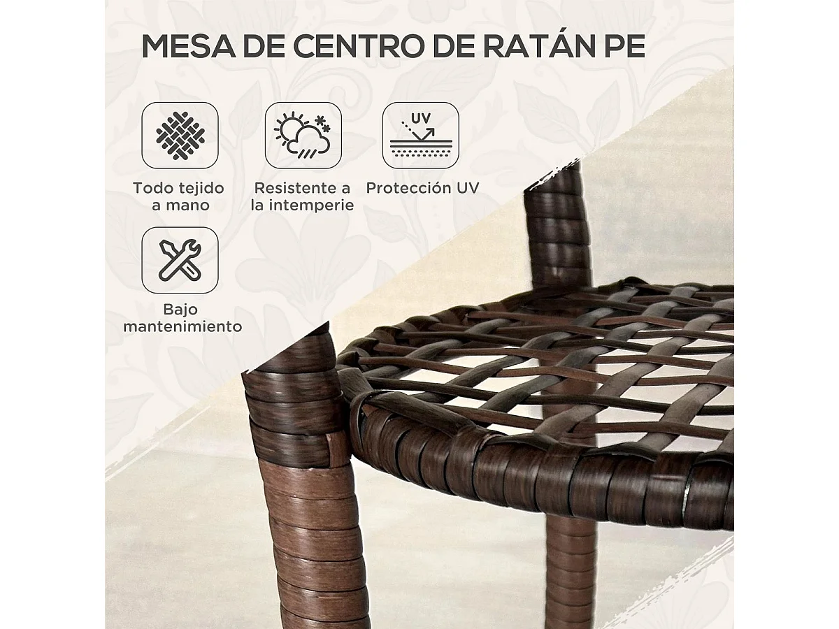 Mesa de exterior Palmer Outsunny con estante marrón Ø64x71 cm