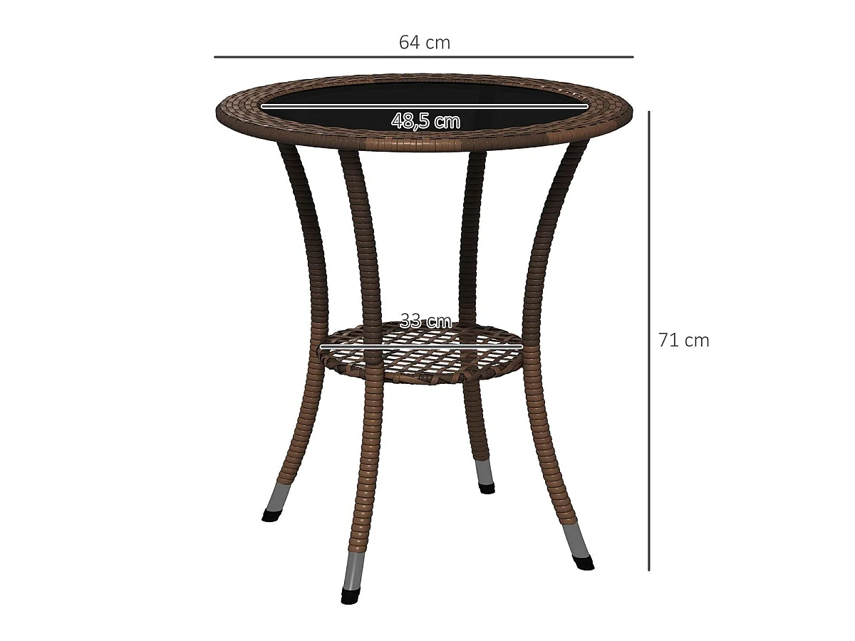 Mesa de exterior Palmer Outsunny con estante marrón Ø64x71 cm