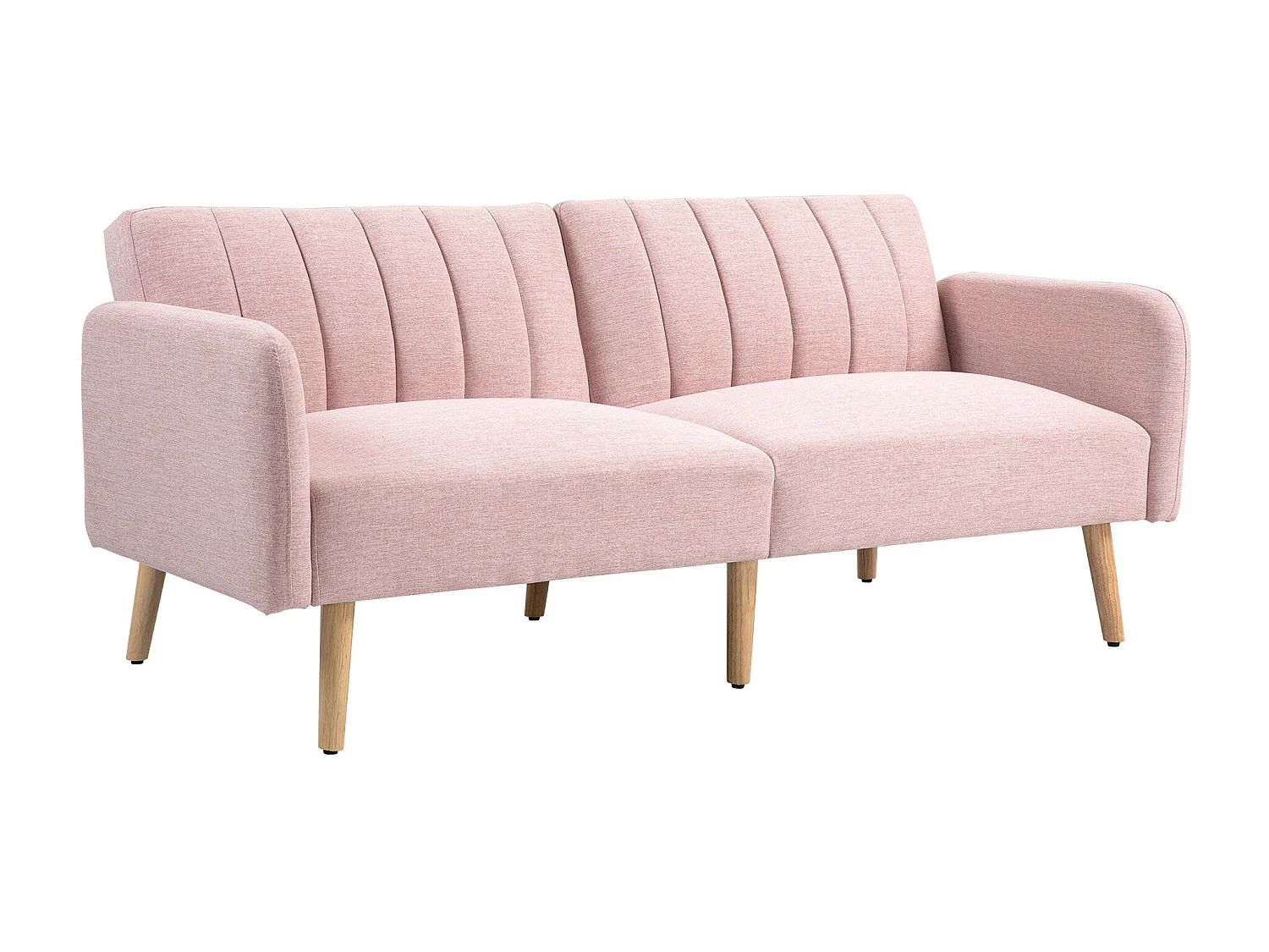 Sofá cama Zoisita Homcom 2 plazas respaldo ajustable rosa 73x173x75 cm