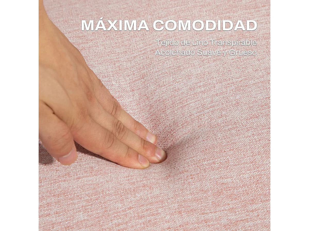 Sofá cama Zoisita Homcom 2 plazas respaldo ajustable rosa 73x173x75 cm