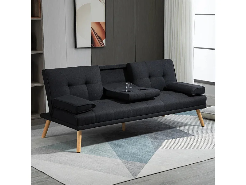 Sofá cama Street Homcom 3 plazas respaldo regulable gris 78x181x77 cm