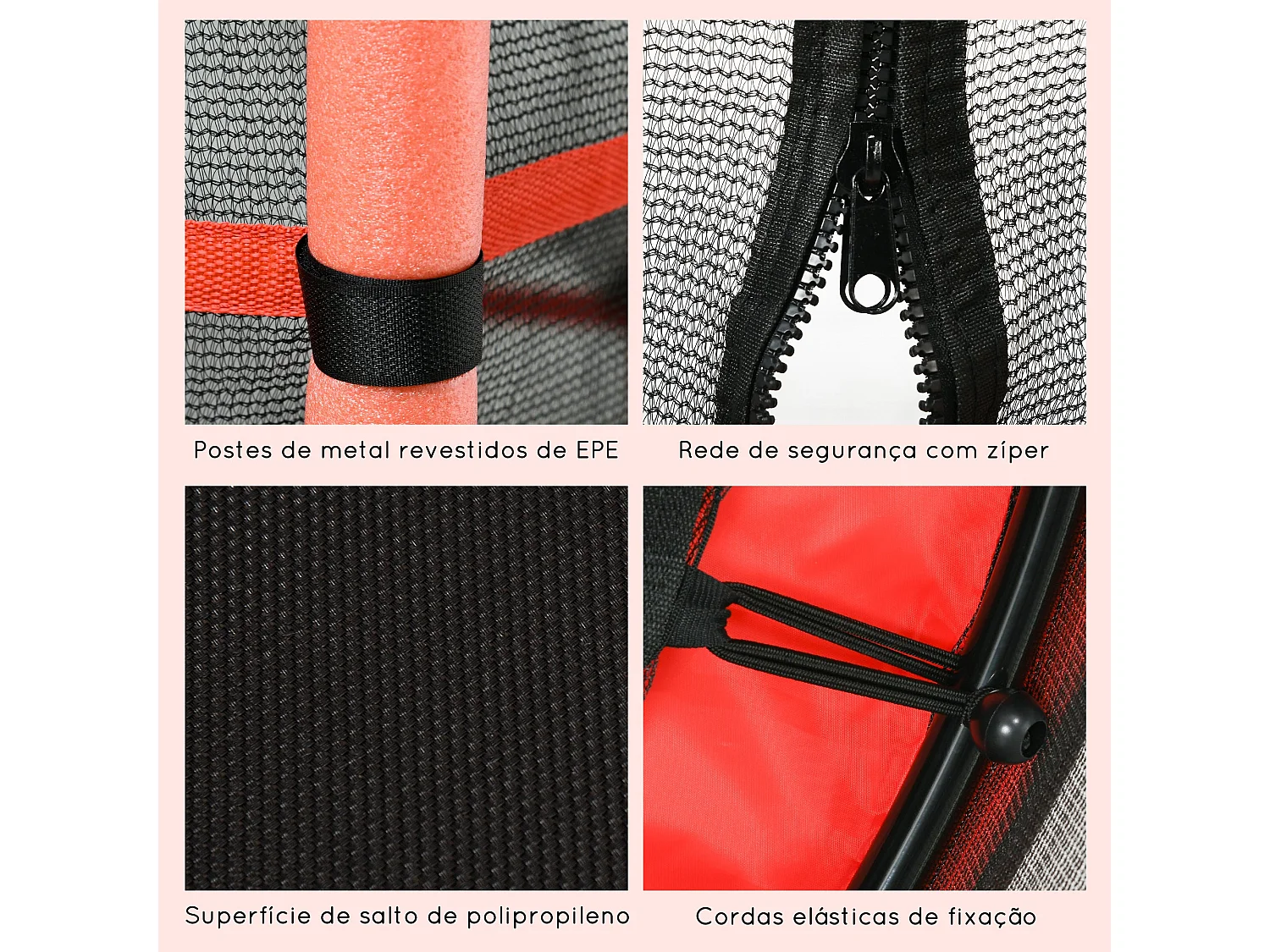 Trampolim Infantil Seguro para Crianças Acima de 3 Anos com Rede de Proteção e Estrutura Resistente