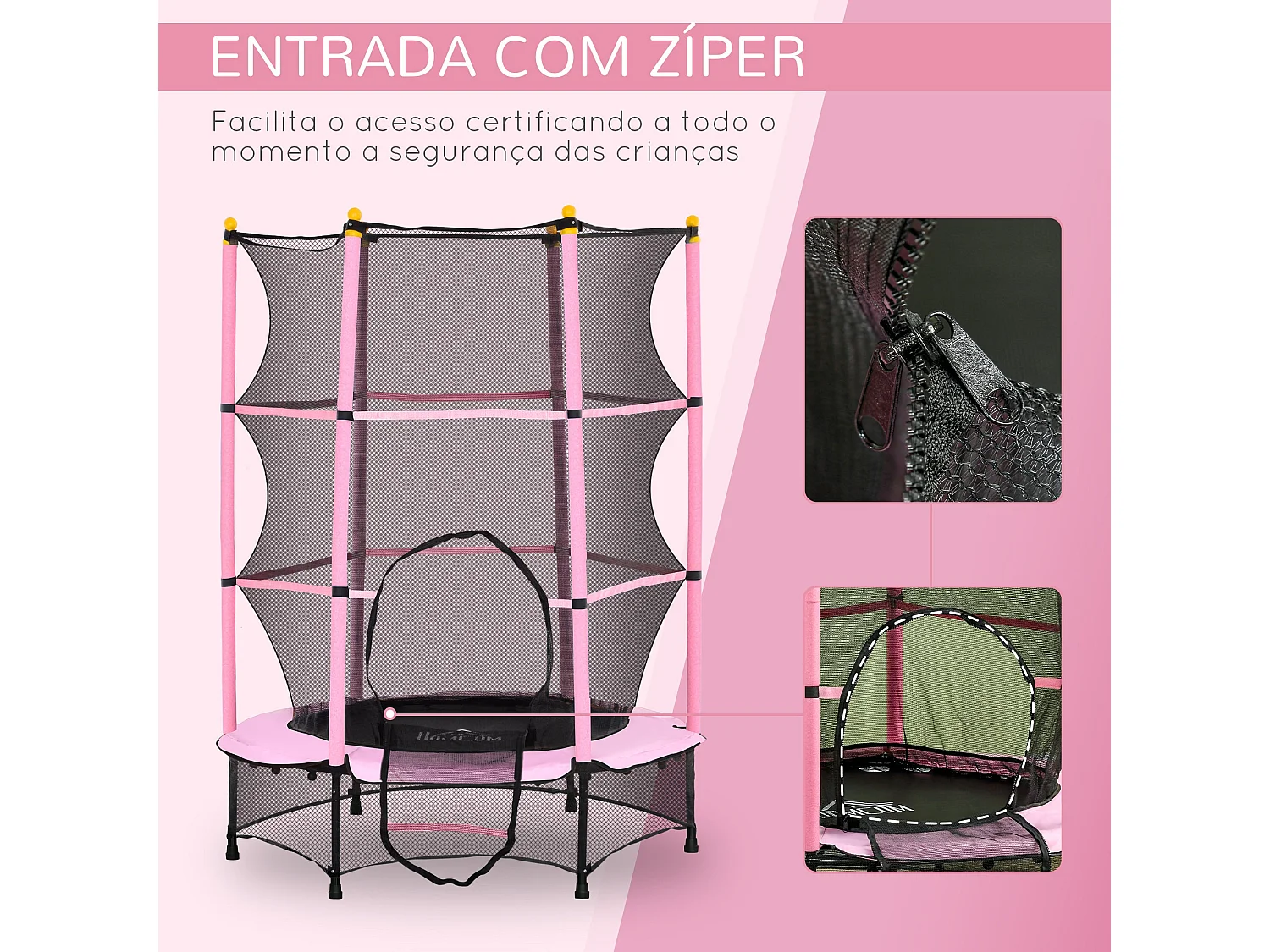 Trampolim Infantil Luna com Rede de Segurança para Brincar em Casa e ao Ar Livre – Ø140x190 cm