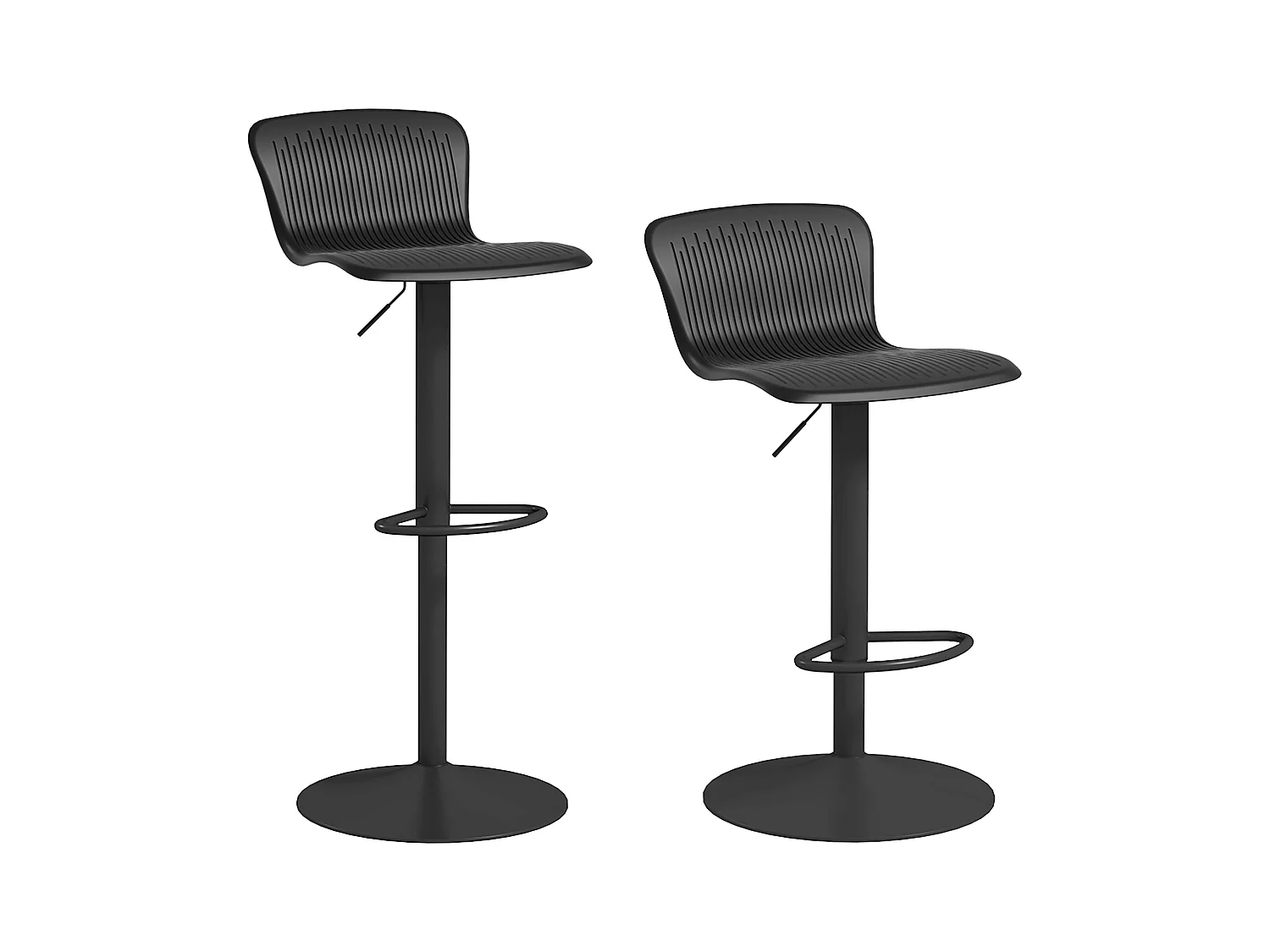 Pack de 2 taburetes Tutu Homcom altura ajustable giratorios negro 16,5-97,5x38,5x40 cm