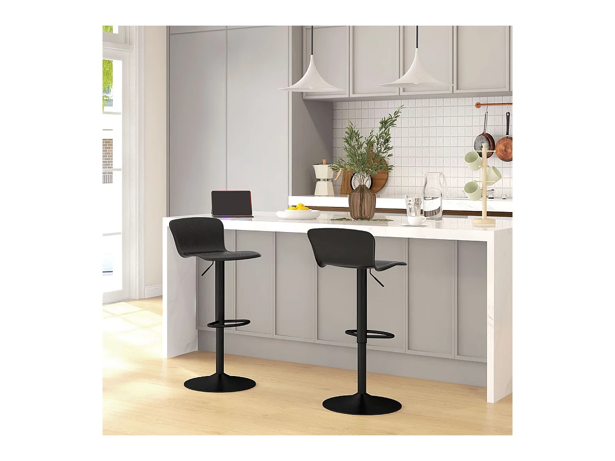 Pack de 2 taburetes Tutu Homcom altura ajustable giratorios negro 16,5-97,5x38,5x40 cm