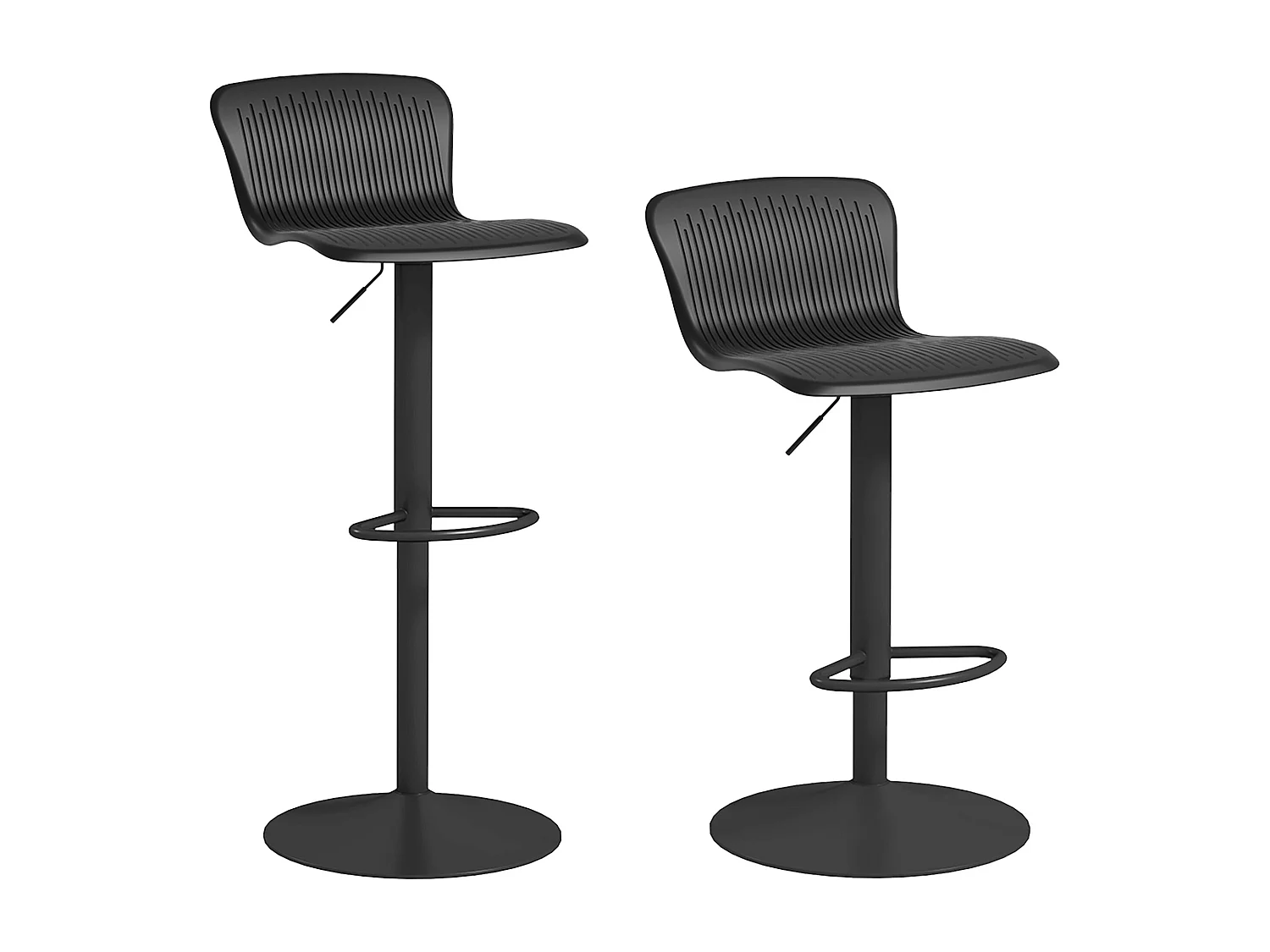 Pack de 2 taburetes Tutu Homcom altura ajustable giratorios negro 16,5-97,5x38,5x40 cm