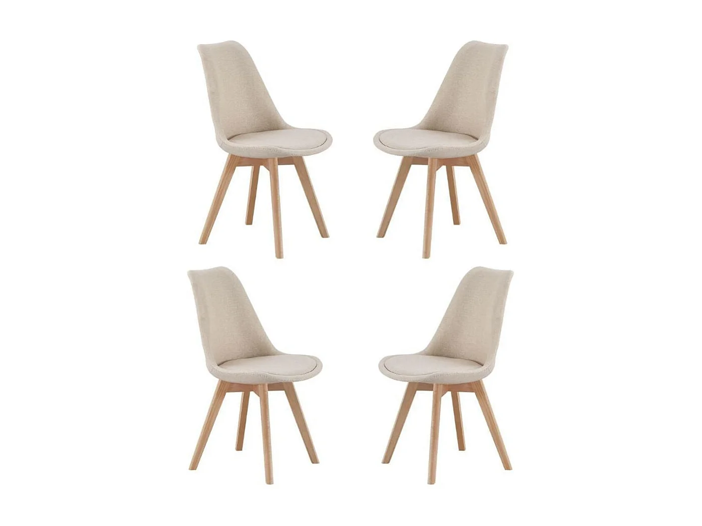 Pack de 4 sillas Bistro asiento acolchado beige Adec
