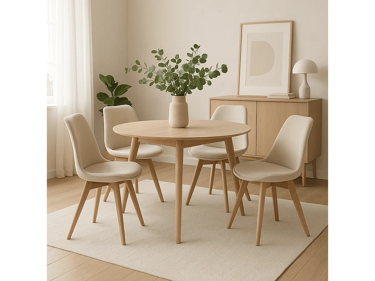 Pack de 4 sillas Bistro asiento acolchado beige Adec