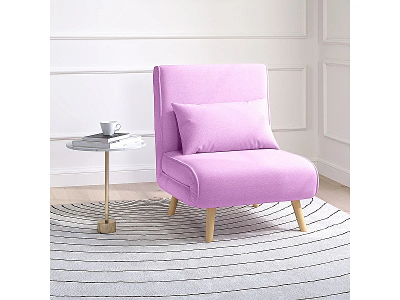 Sofá cama Brave Homcom respaldo ajustable 5 posiciones rosa 85x72x75 cm