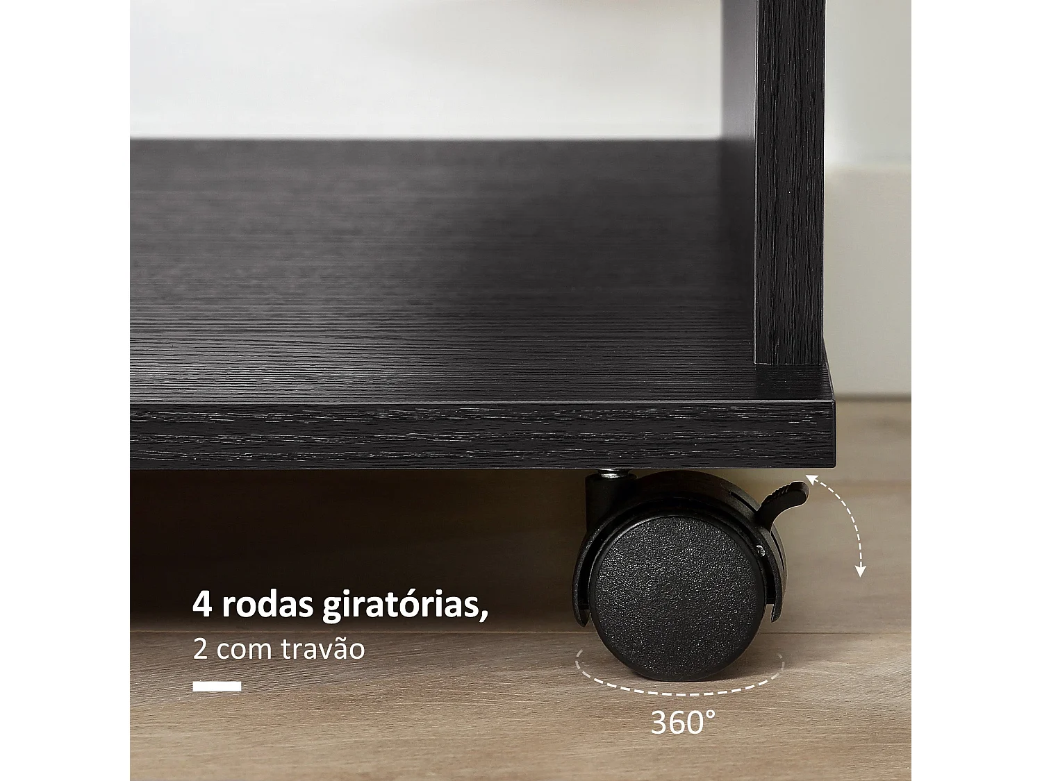 Armario abierto Zayn Homcom 1 barra + 3 estantes + ruedas negro 128x80x40 cm