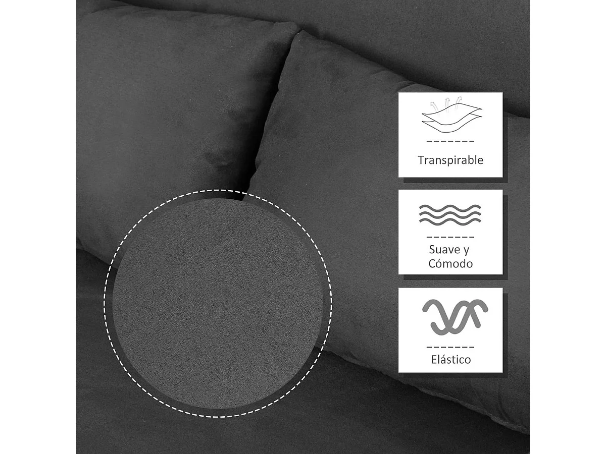 Sofá cama Lino Homcom 2 plazas respaldo ajustable gris 78x111x80 cm