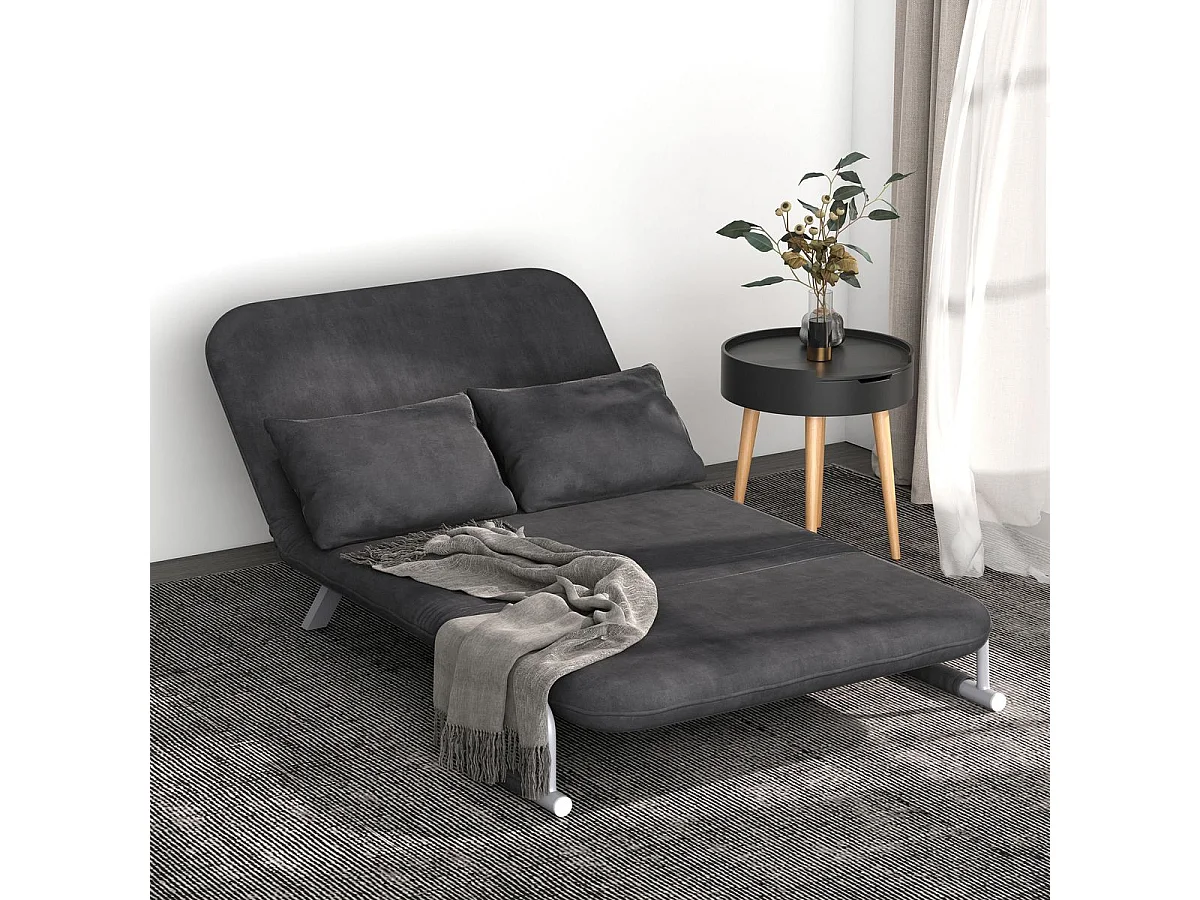 Sofá cama Lino Homcom 2 plazas respaldo ajustable gris 78x111x80 cm