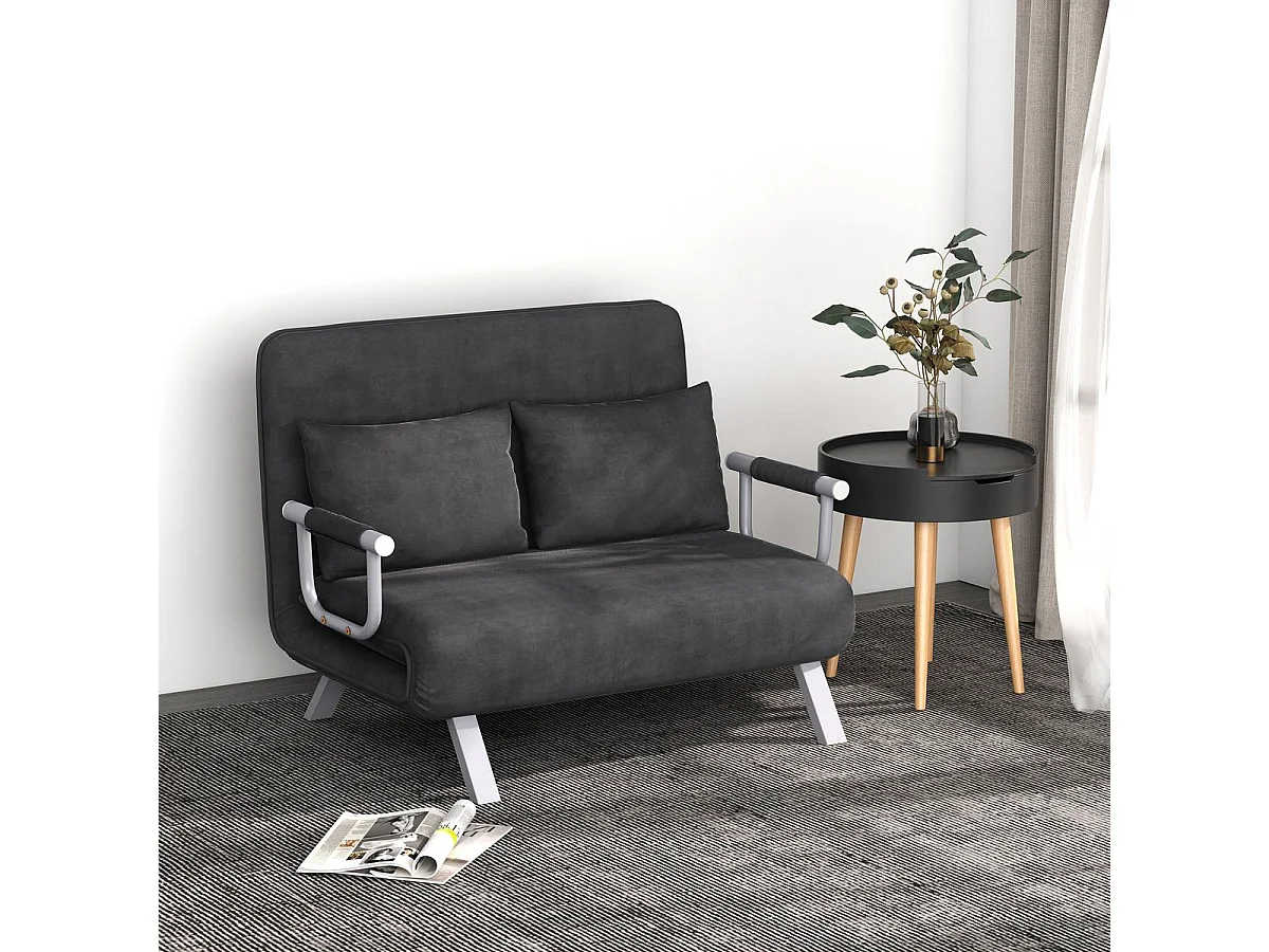 Sofá cama Lino Homcom 2 plazas respaldo ajustable gris 78x111x80 cm