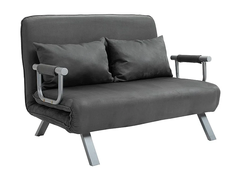 Sofá cama Lino Homcom 2 plazas respaldo ajustable gris 78x111x80 cm