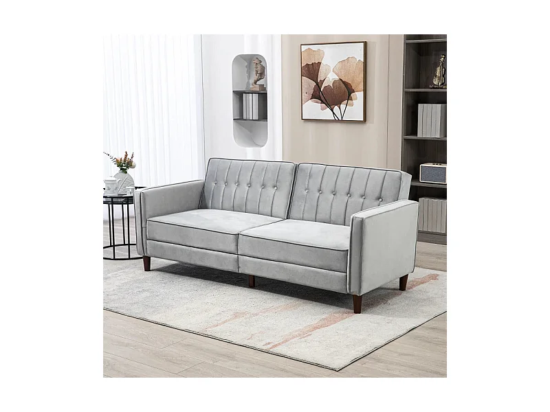 Sofá cama Paulo Homcom 3 plazas respaldo reclinable gris 78,5x189x80,5 cm