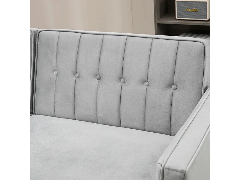 Sofá de 2 Lugares Versátil: Converte em Cama com Estofado Aveludado e Encosto Ajustável