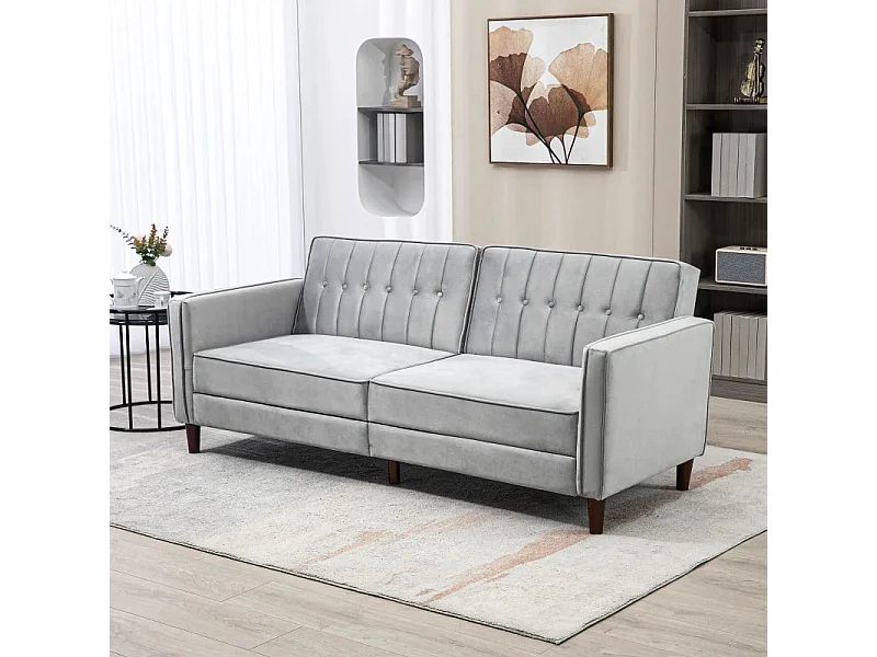 Sofá cama Paulo Homcom 3 plazas respaldo reclinable gris 78,5x189x80,5 cm