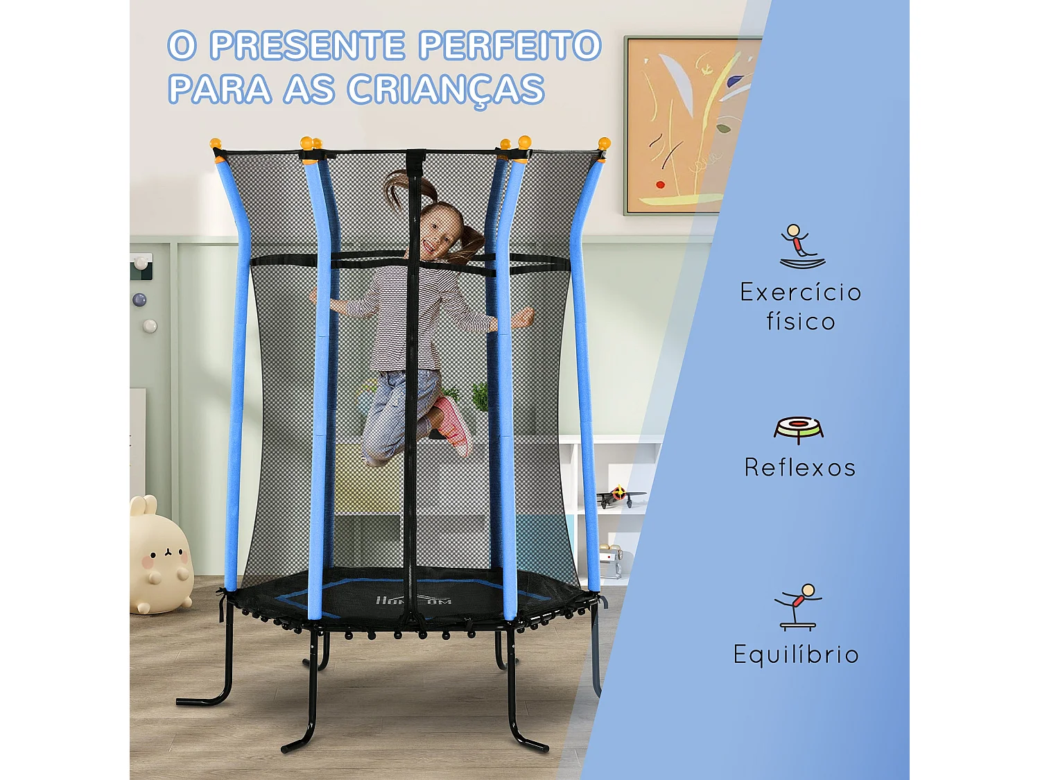 Trampolim Infantil JumpSafe com Rede de Segurança - Diversão Segura para Crianças