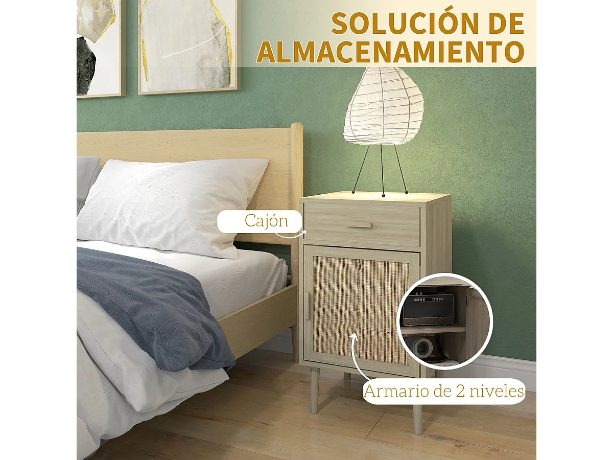 Conjunto Elegante de 2 Mesas de Cabeceira com Gaveta e Prateleira Ajustável para Quarto e Sala