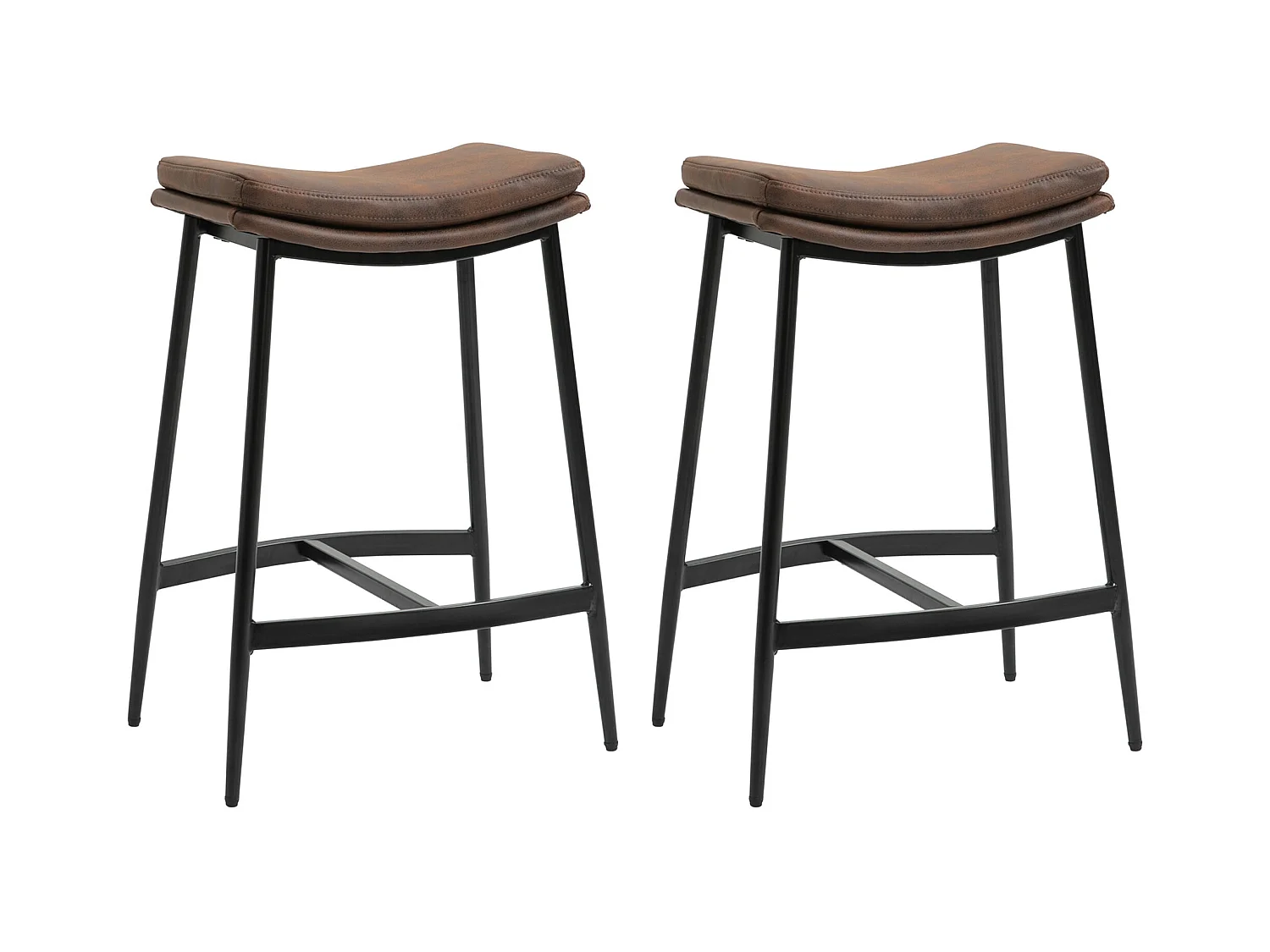 Pack de 2 taburetes Milo Homcom asiento curvo + patas de acero marrón 68,5x48,5x38,5 cm