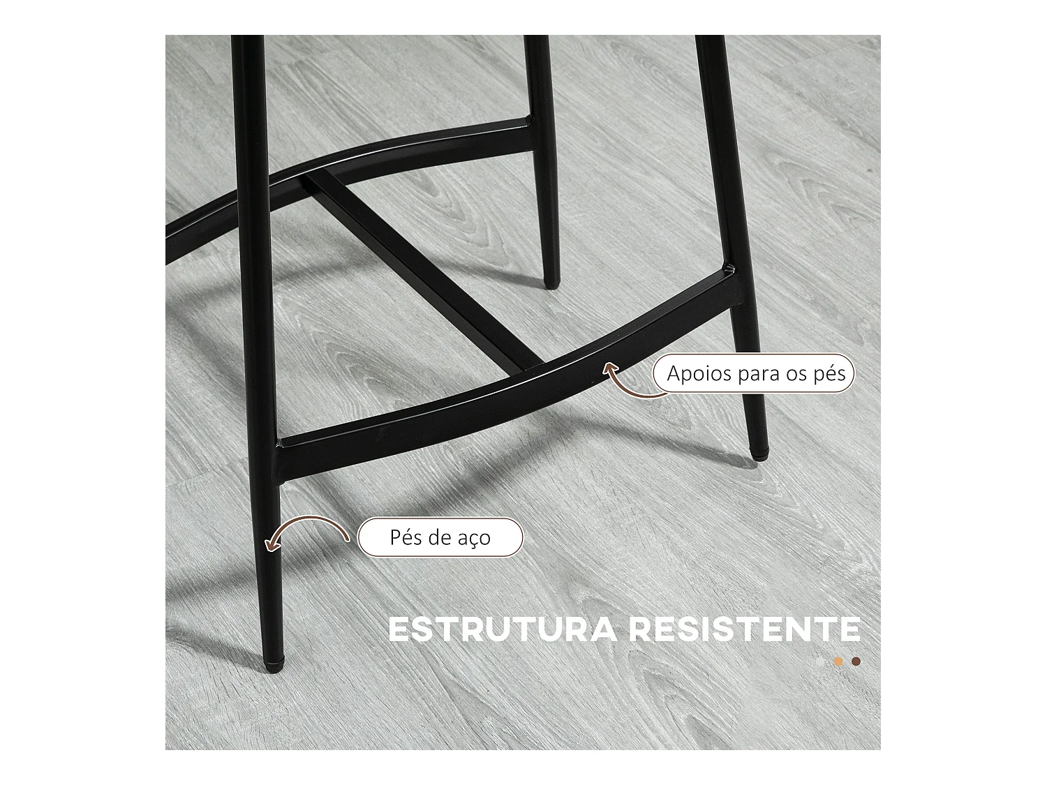 Pack de 2 taburetes Milo Homcom asiento curvo + patas de acero marrón 68,5x48,5x38,5 cm