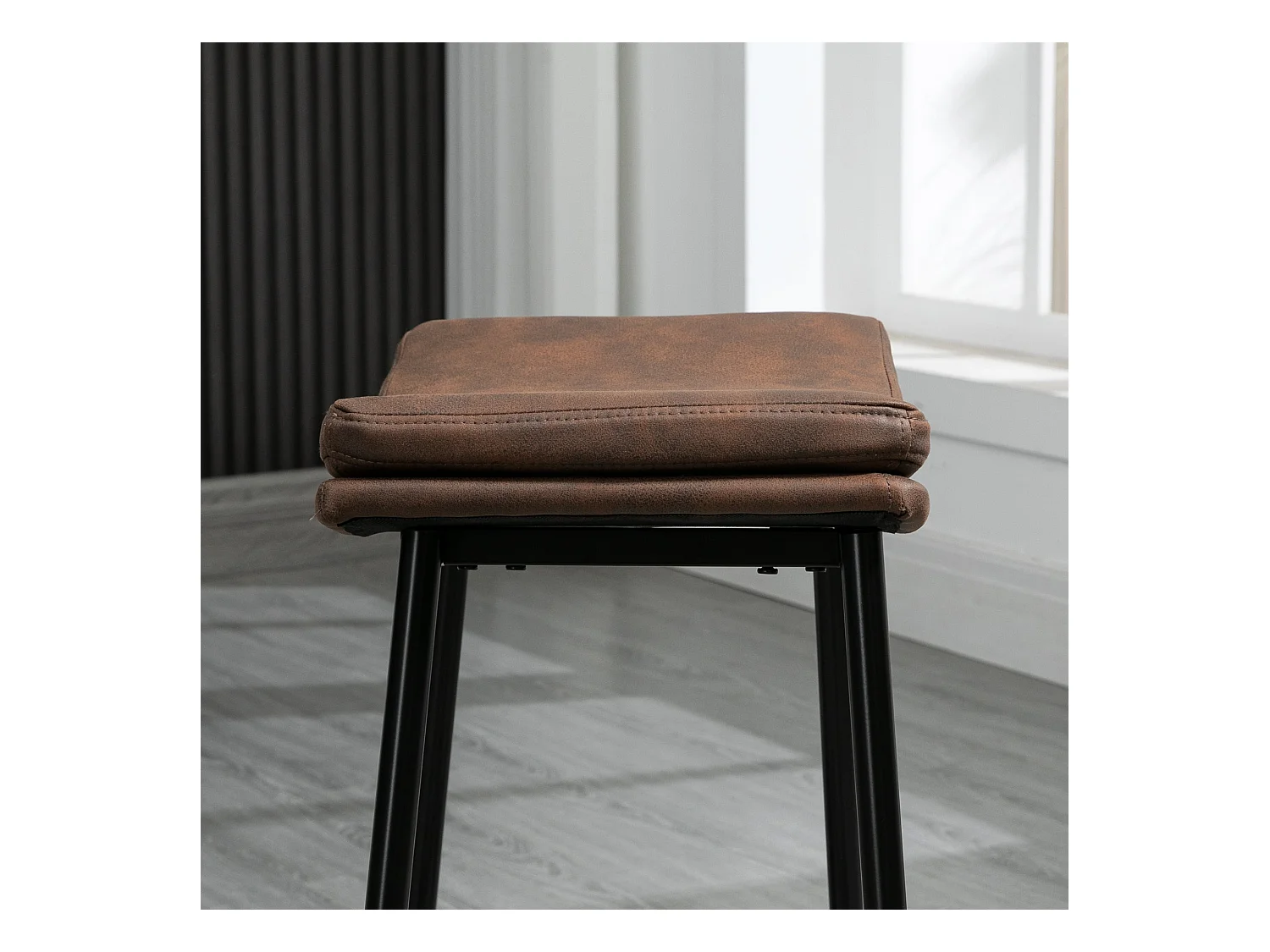 Pack de 2 taburetes Milo Homcom asiento curvo + patas de acero marrón 68,5x48,5x38,5 cm