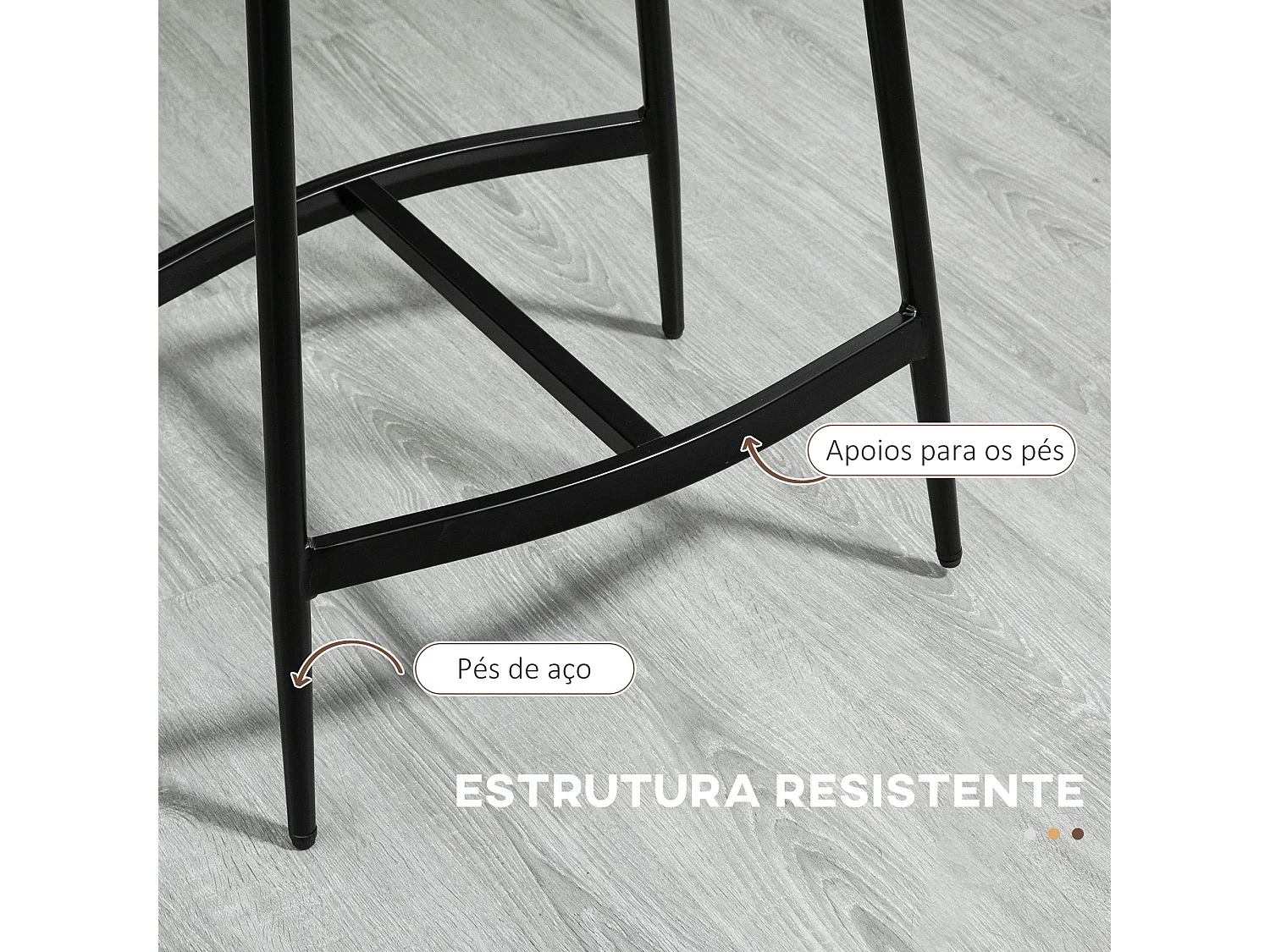 Conjunto Elegante de 2 Bancos Altos de Cozinha Estilo Industrial para Bar com Estrutura Resistente