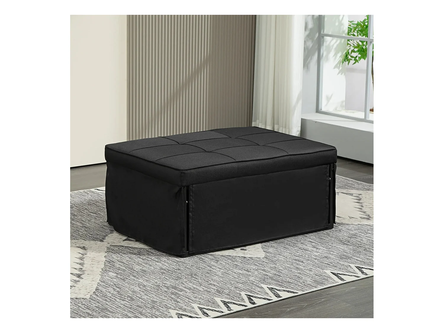 Sillón cama Jaspe Homcom respaldo 5 posiciones con reposapiés negro 78X95X179 cm