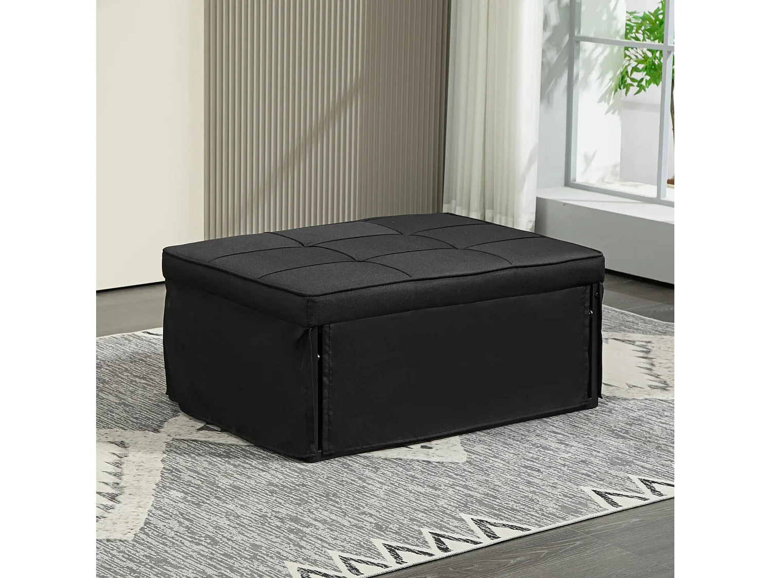 Sofá-Cama Multifuncional "Açores" 3 em 1 - Preto - Design Moderno e Confortável