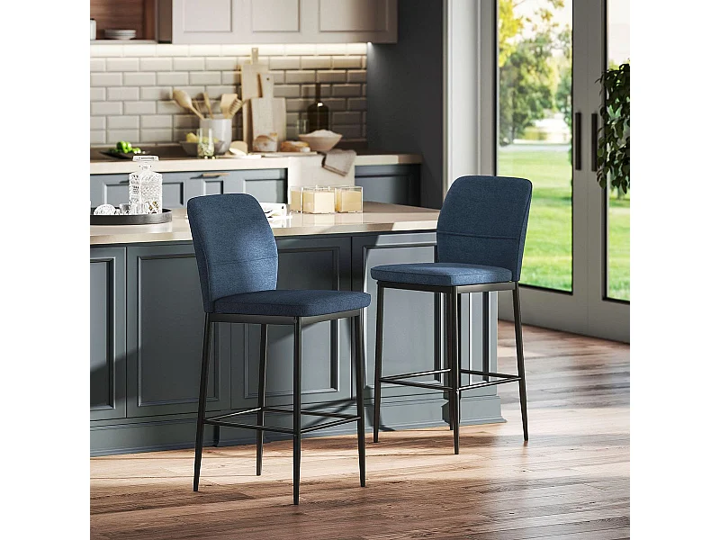 Pack de 2 taburetes Medellín Homcom asiento acolchado azul